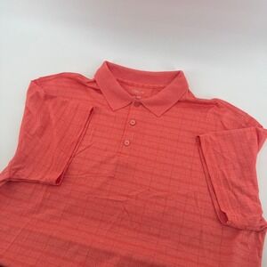 Haggar Cool 18 Pro Performance Golf Polo Shirt Coral Plaid XL Men Casual